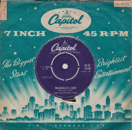 The Piltdown Men – McDonald's Cave (Capitol 1960) 7" vinyl single VG/VG