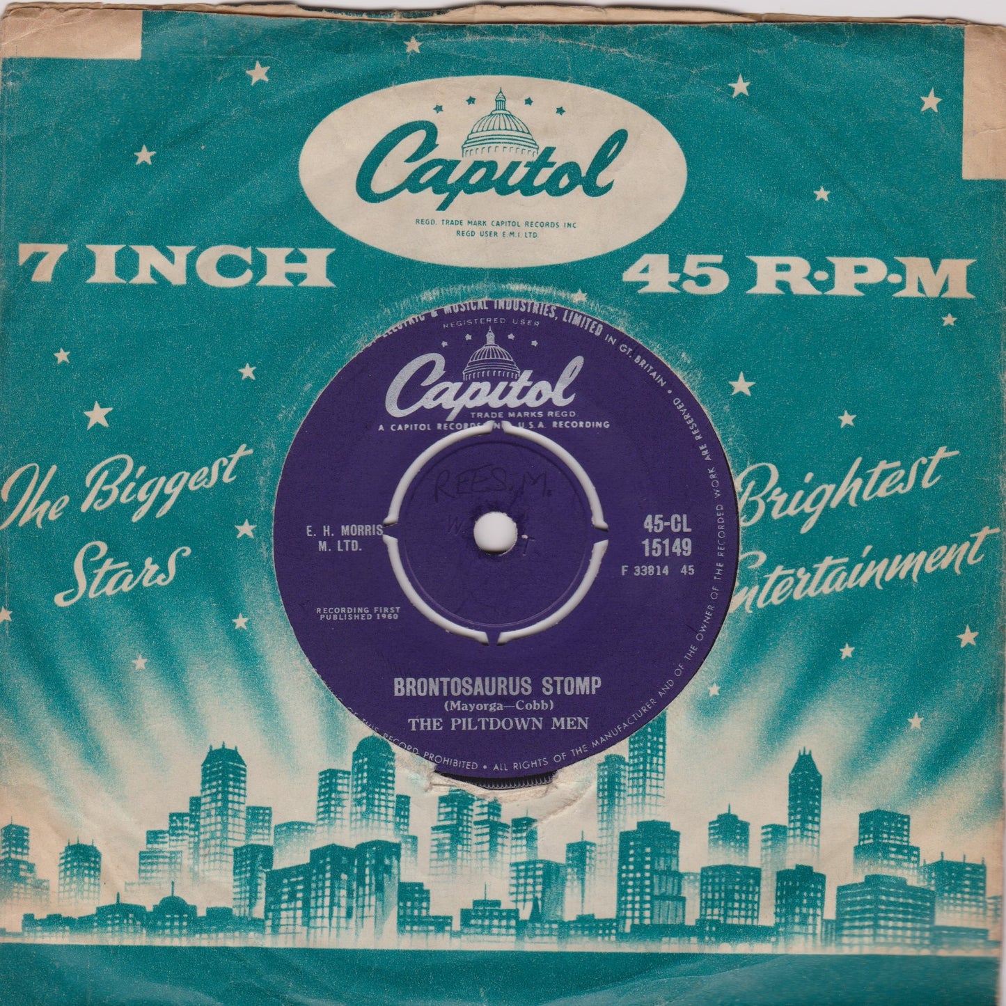 The Piltdown Men – McDonald's Cave (Capitol 1960) 7" vinyl single VG/VG