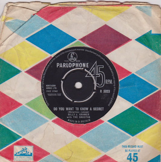 Billy J. Kramer With The Dakotas – Do You Want To Know A Secret (Parlophone 1963) 7" vinyl single VG/-