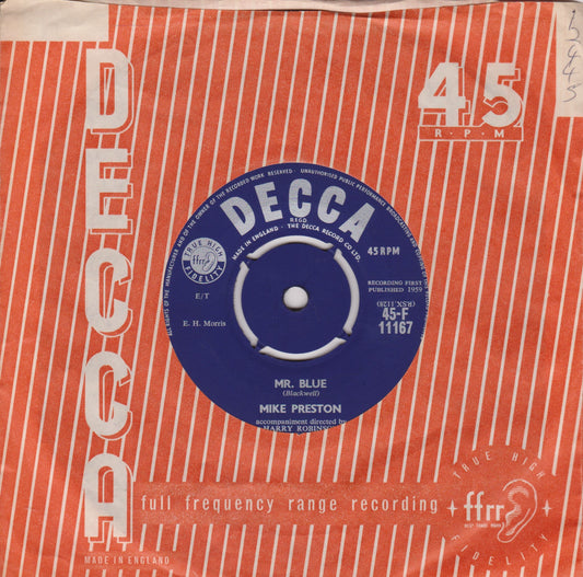 Mike Preston – Mr. Blue (Decca 1959) 7" vinyl single VG/VG