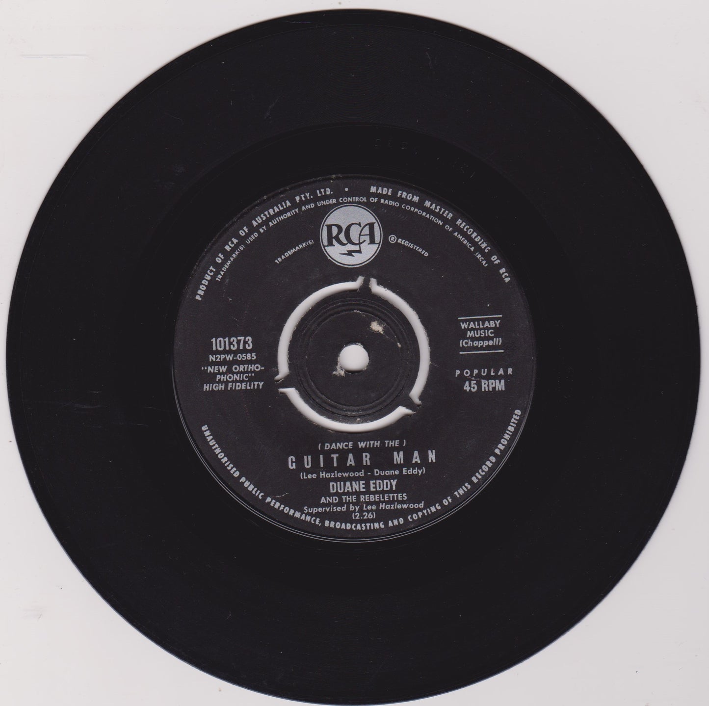 Duane Eddy – (Dance With The) Guitar Man (RCA 1962) 7" vinyl single VG/VG Australia