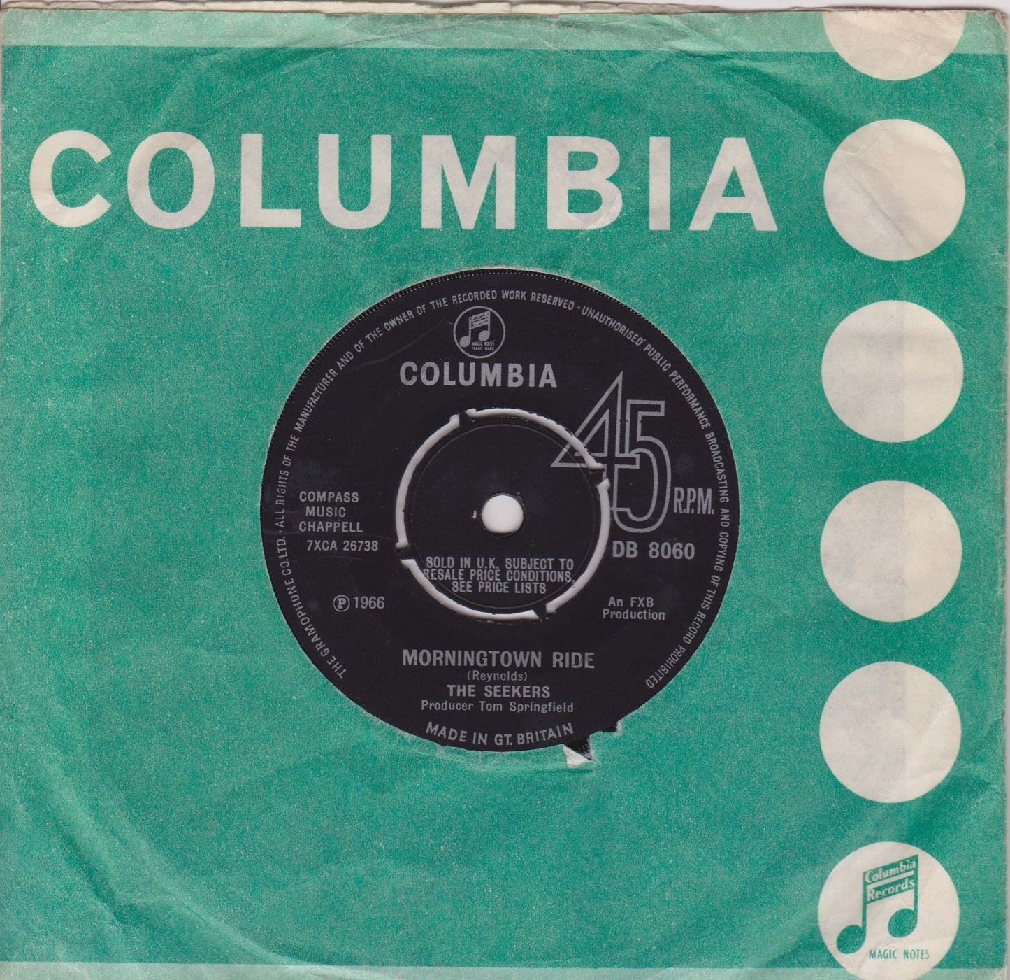 The Seekers – Morningtown Ride (Columbia 1966) 7” vinyl single VG/VG