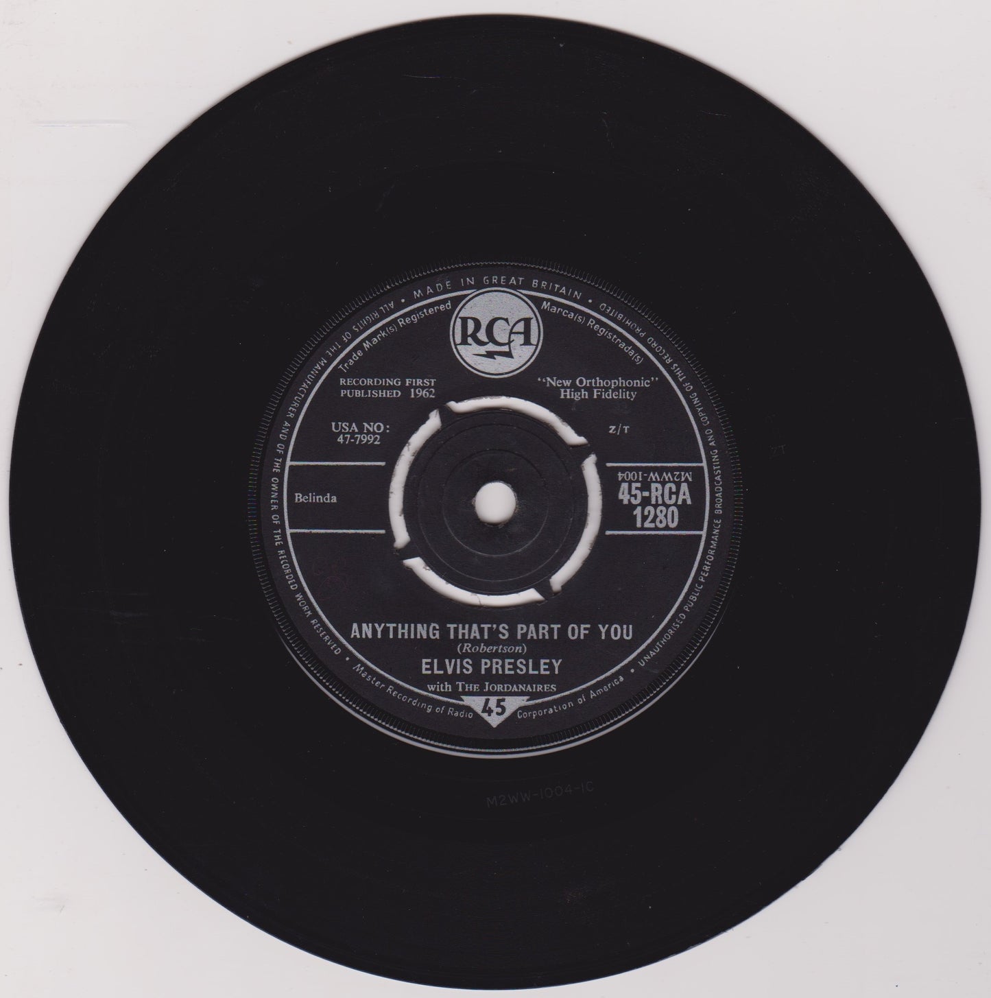 Elvis Presley With The Jordanaires – Good Luck Charm (RCA 1962) 7" vinyl single VG/VG