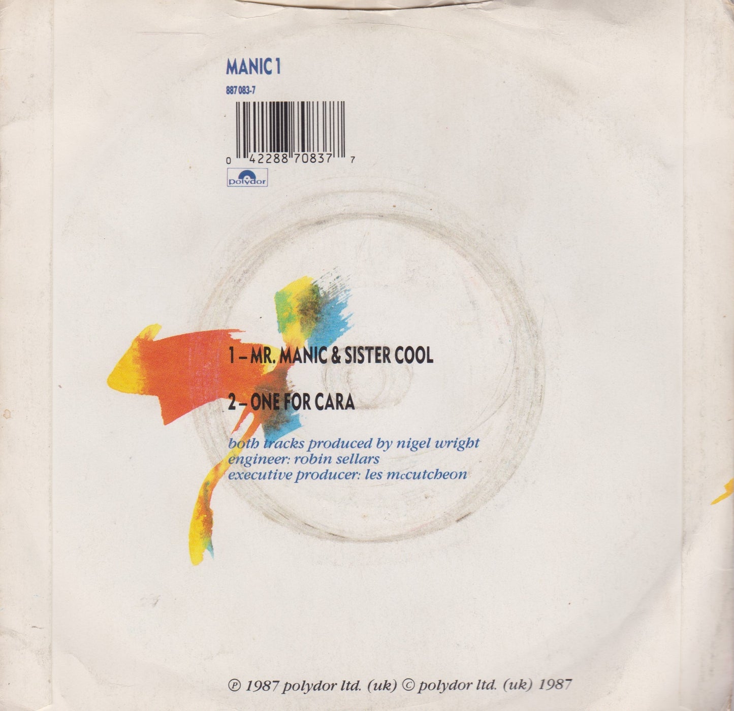 Shakatak ‎– Mr. Manic & Sister Cool (Polydor 1987) 7" vinyl P/S single VG/VG