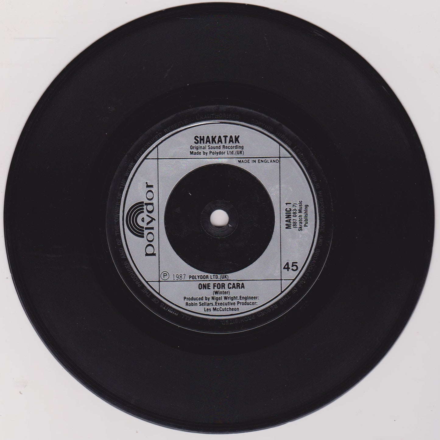 Shakatak ‎– Mr. Manic & Sister Cool (Polydor 1987) 7" vinyl P/S single VG/VG