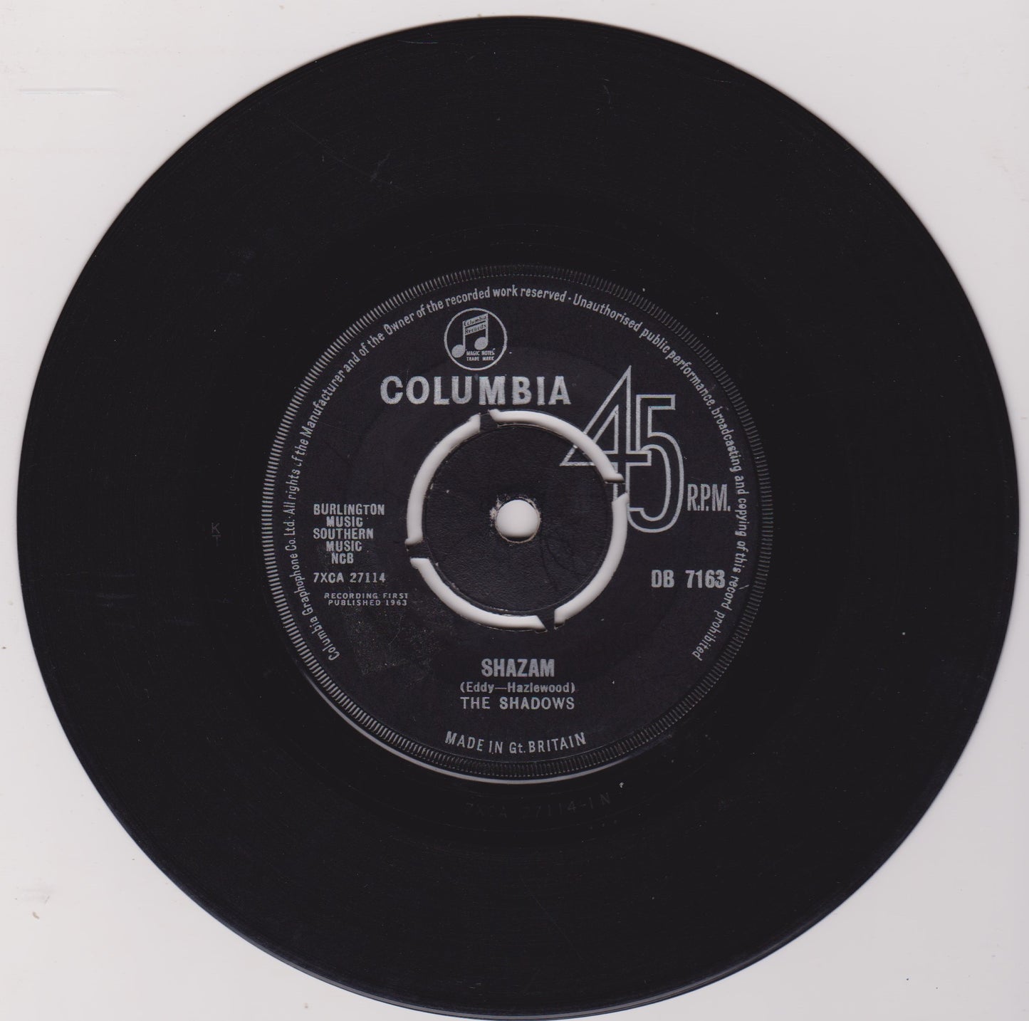 The Shadows - Geronimo (Columbia 1963) 7" vinyl single G+/-