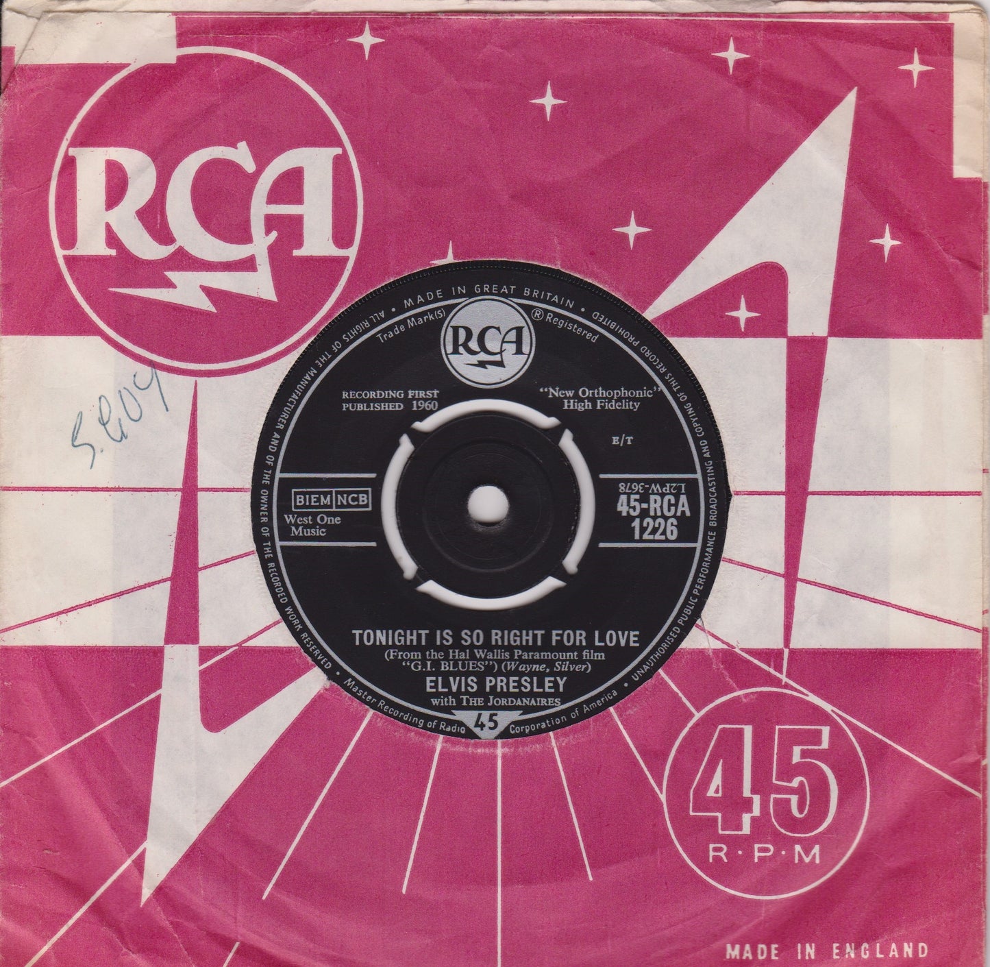 Elvis Presley - Wooden Heart (RCA 1961) 7" vinyl single VG/VG