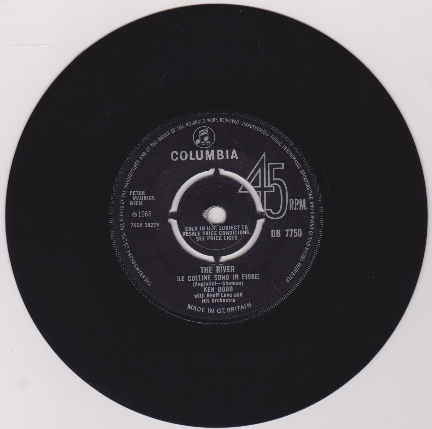 Ken Dodd With Geoff Love And His Orchestra – The River (Le Colline Sono In Fiore) 7" vinyl single VG/-