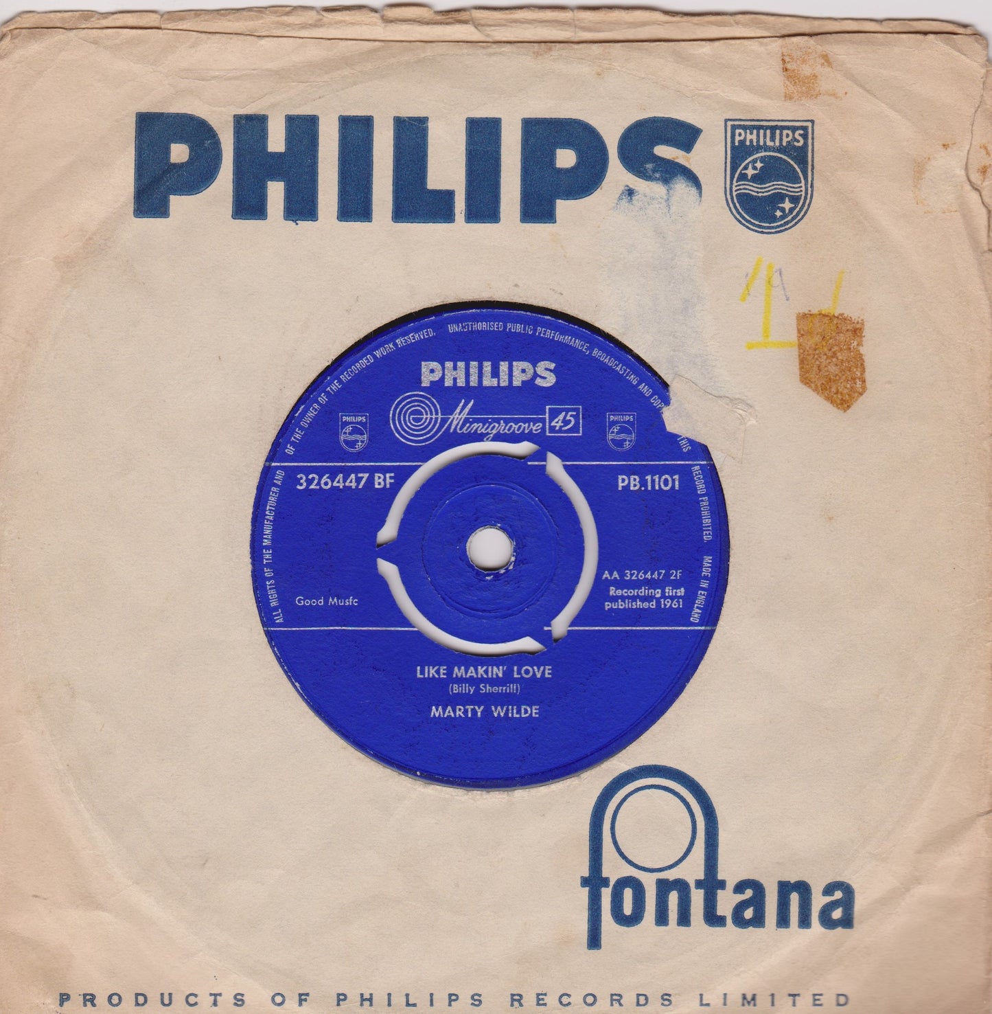 Marty Wilde - Rubber Ball (Philips 1961) 7" vinyl single VG/G