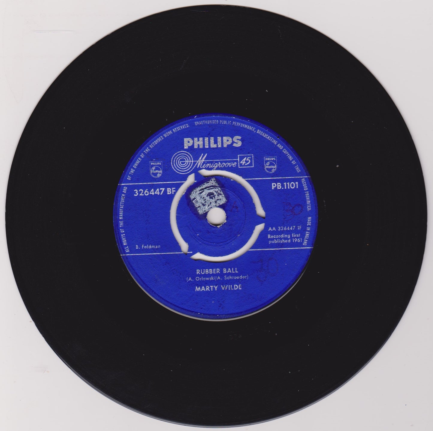 Marty Wilde - Rubber Ball (Philips 1961) 7" vinyl single VG/G