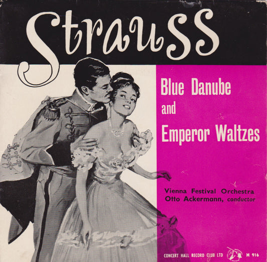 Strauss, Vienna Festival Orchestra, Ackermann ‎– Blue Danube And Emperor Waltzes 7" vinyl P/S EP VG/VG