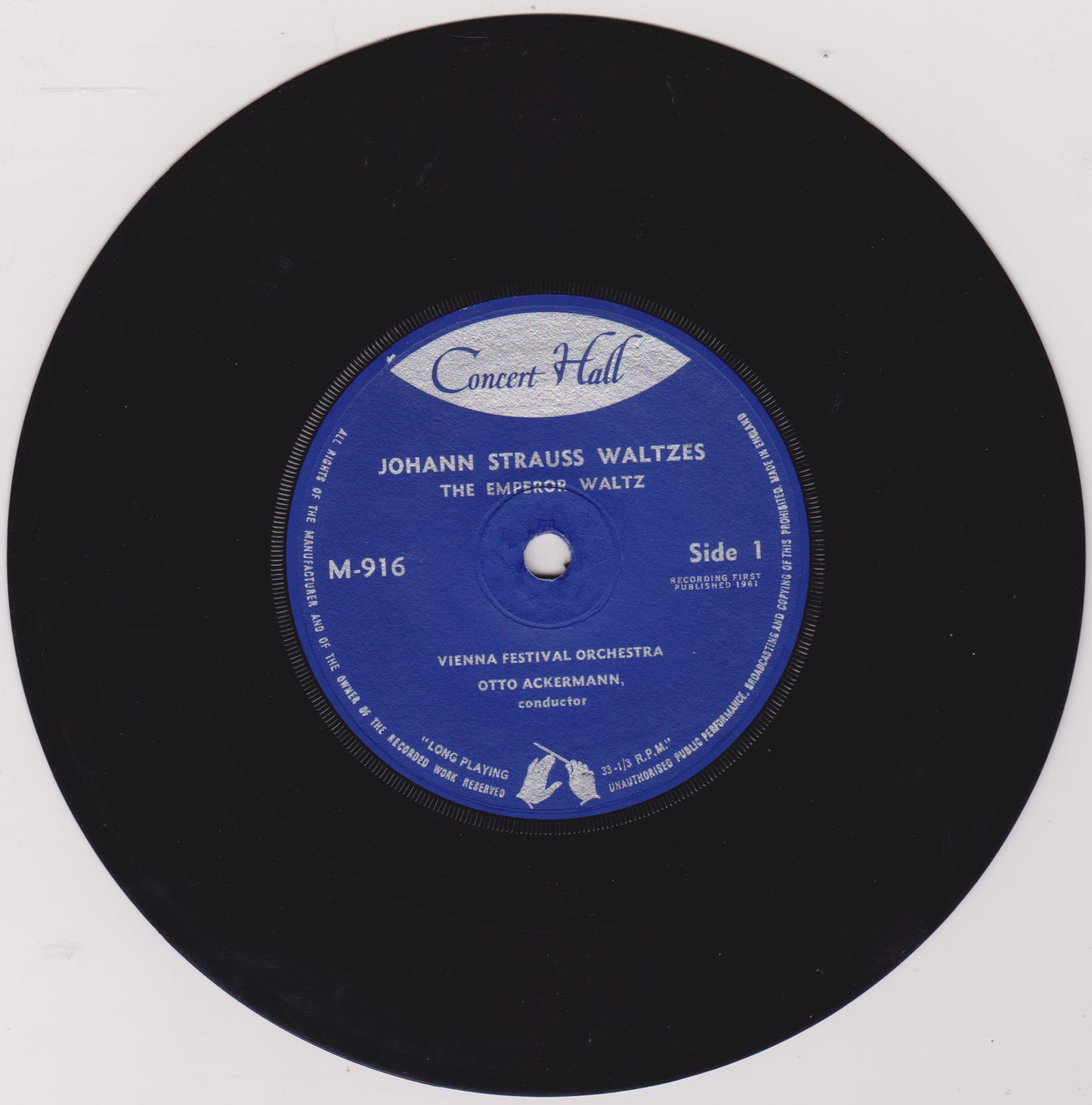 Strauss, Vienna Festival Orchestra, Ackermann ‎– Blue Danube And Emperor Waltzes 7" vinyl P/S EP VG/VG