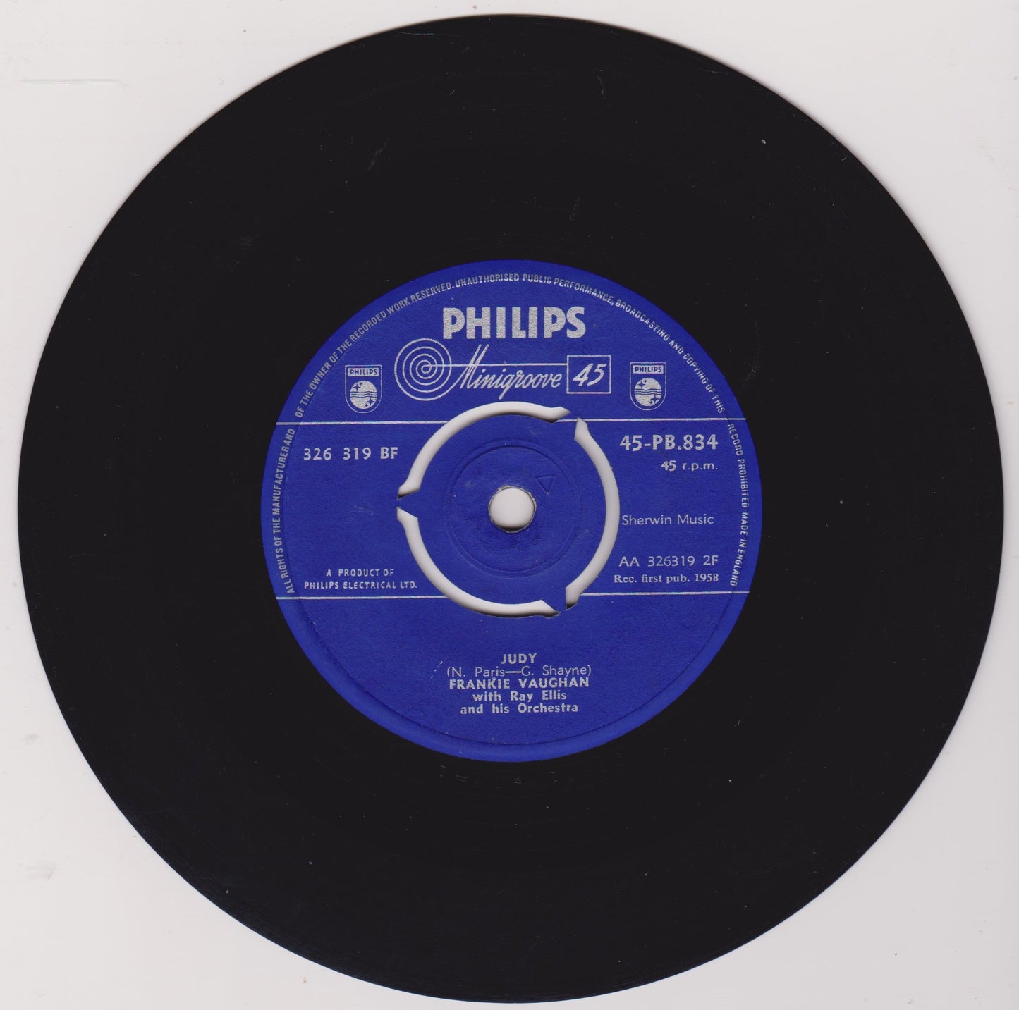 Frankie Vaughan With Wally Stott And His Orchestra ‎– Wonderful Things (Philips 1958) 7" vinyl single VG/-