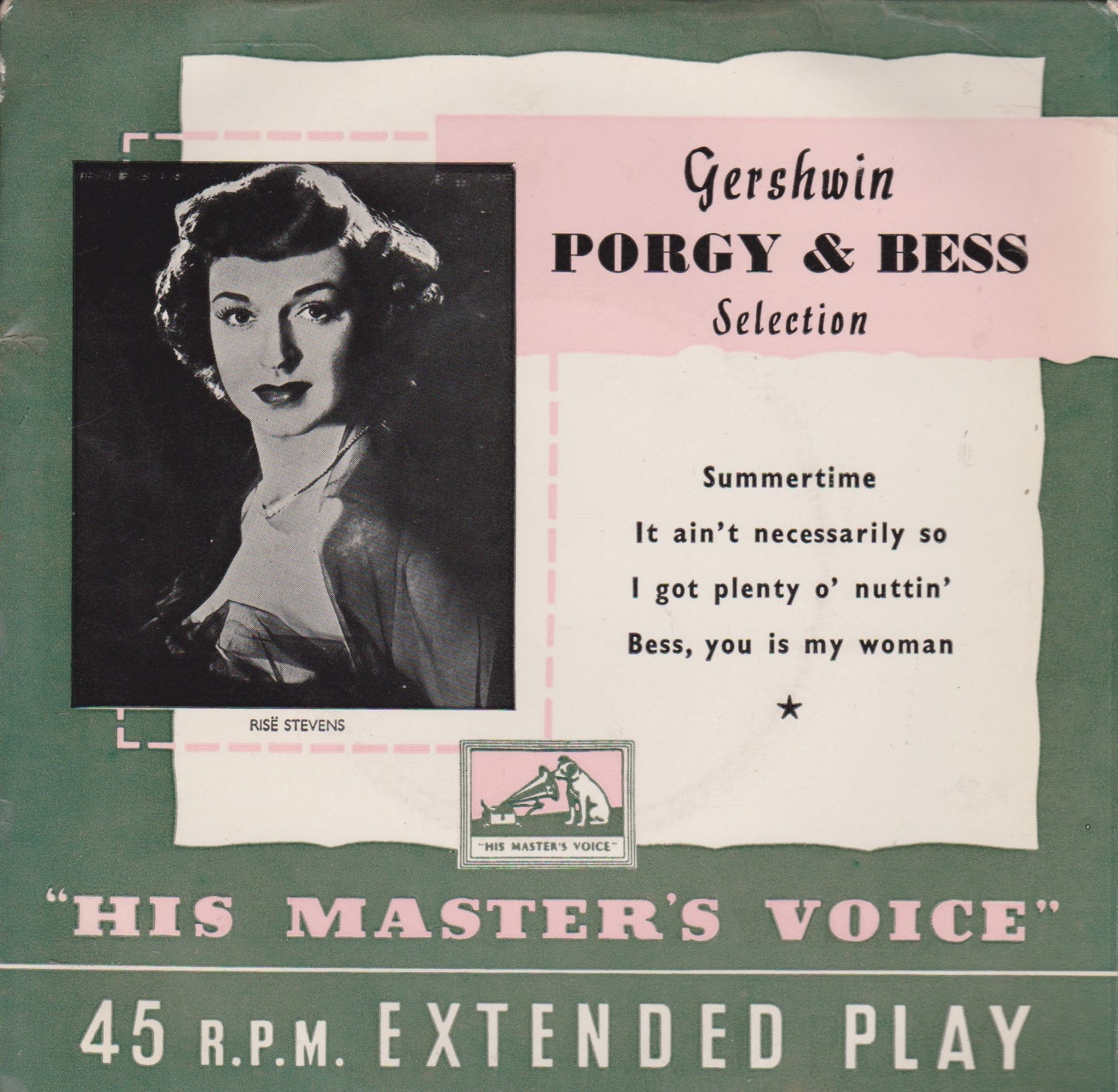 Gershwin, Stevens, Merrill – Selections From Porgy And Bess (HMV 1956) 7" vinyl P/S EP VG/VG