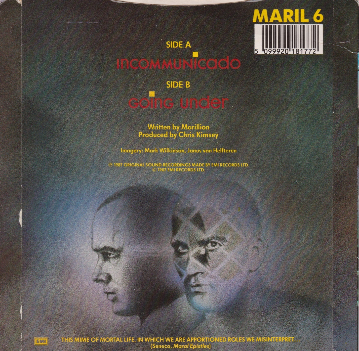 Marillion – Incommunicado (EMI 1987) 7" vinyl P/S single VG/VG