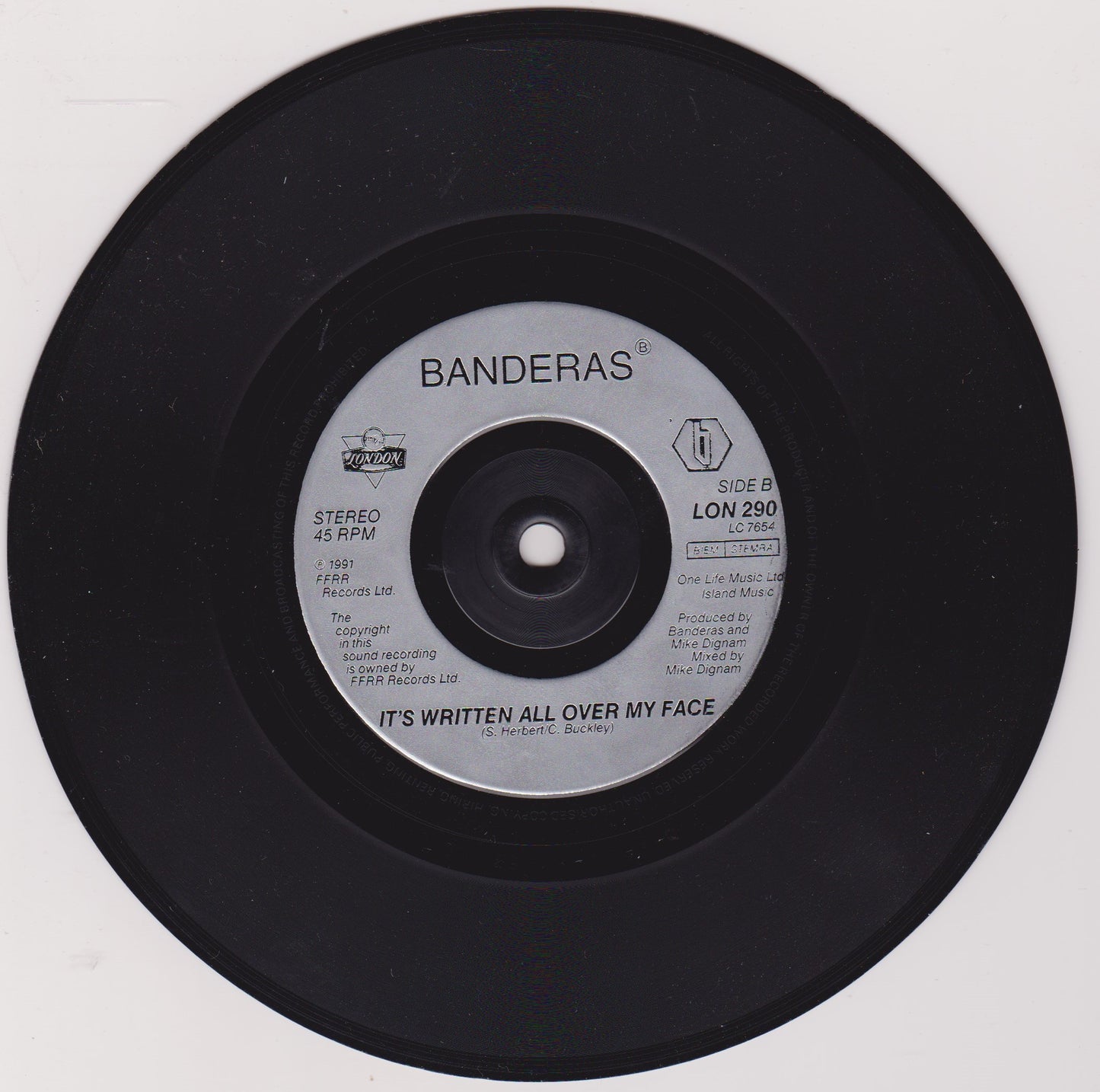 Banderas – This Is Your Life (London 1991) 7" vinyl P/S single VG/VG