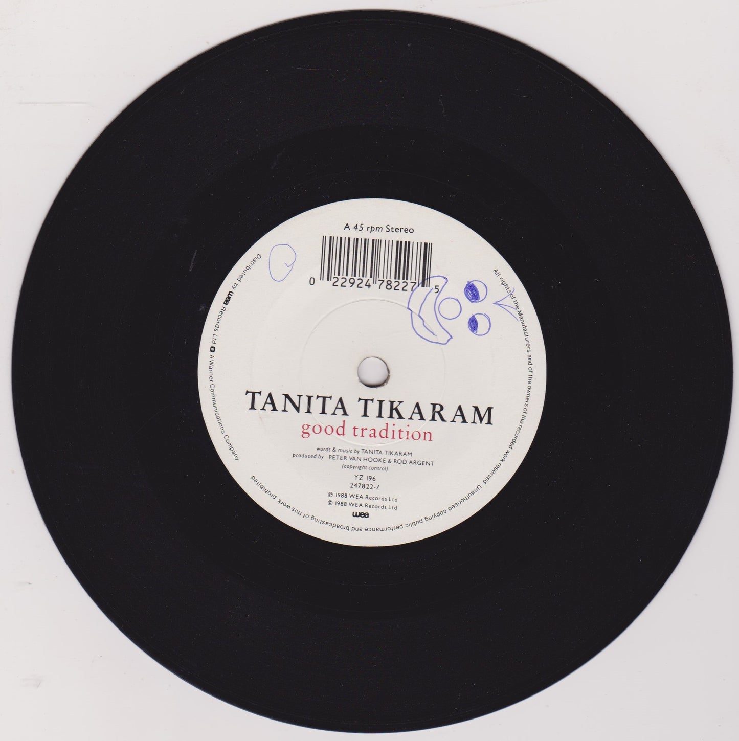 Tanita Tikaram – Good Tradition (WEA 1988) 7" vinyl P/S single VG/VG