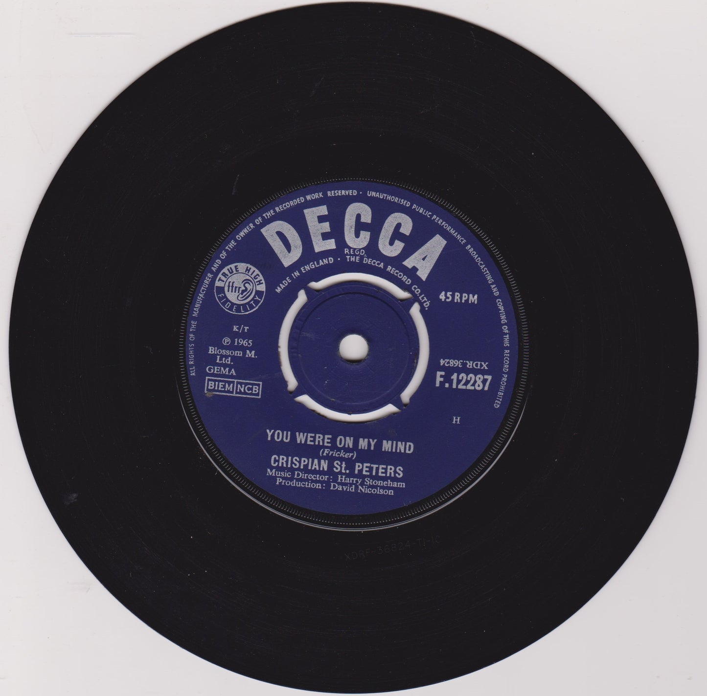 Crispian St. Peters – You Were On My Mind (Decca 1965) 7" vinyl single VG/VG