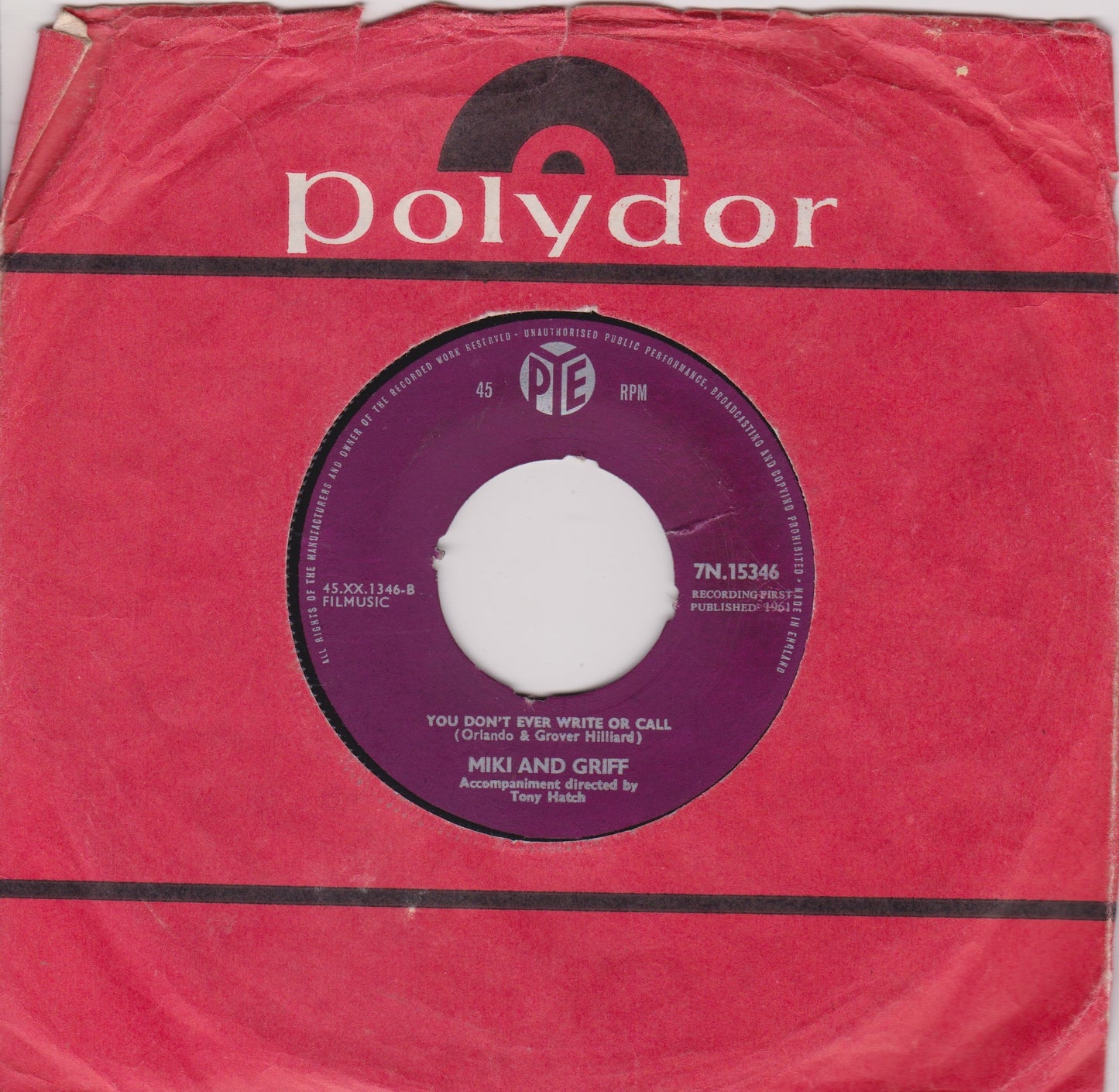 Miki And Griff - Have I Stayed Away Too Long (Pye, 1961) 7" vinyl single VG/-