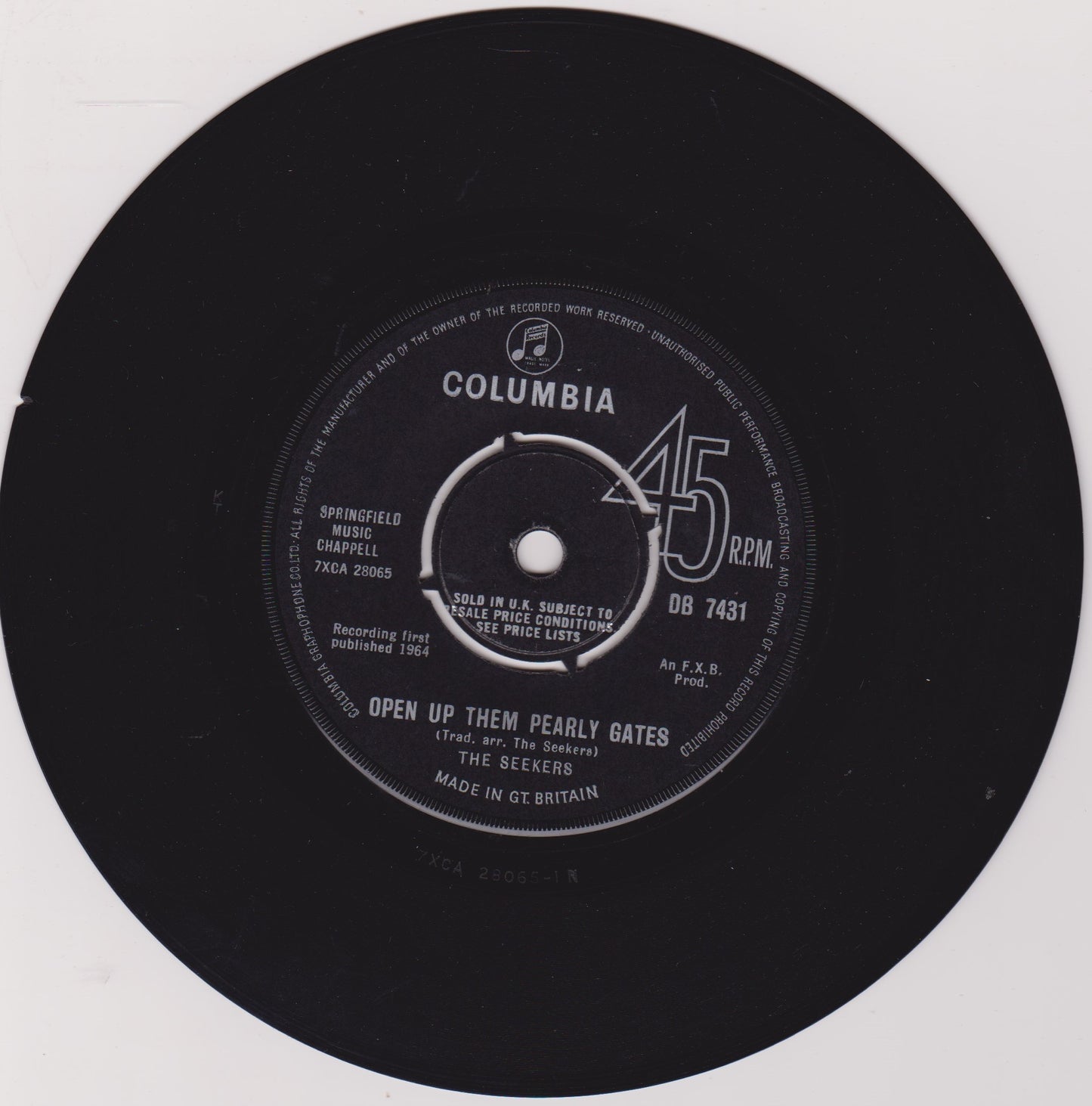 The Seekers – I'll Never Find Another You (Columbia 1964) 7” vinyl single VG/-