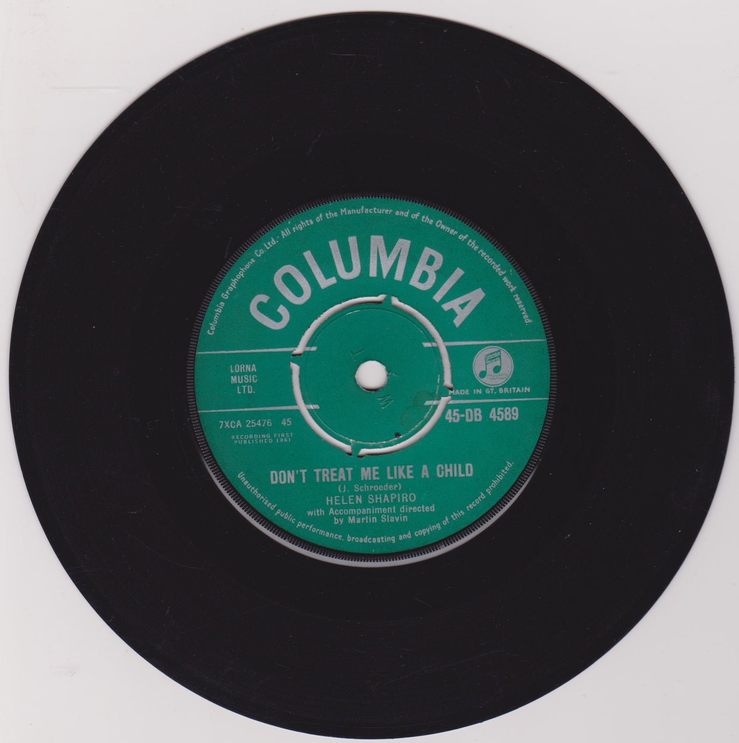 Helen Shapiro – Don't Treat Me Like A Child (Columbia 1961) 7" vinyl single VG/-