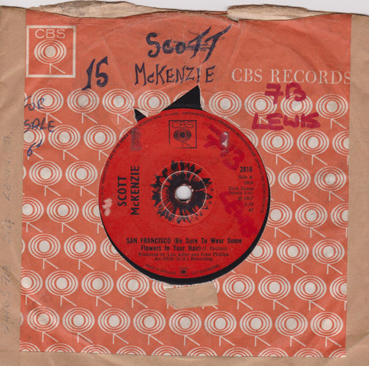 Scott McKenzie – San Francisco (Be Sure To Wear Some Flowers In Your Hair) 7" vinyl single G+/G