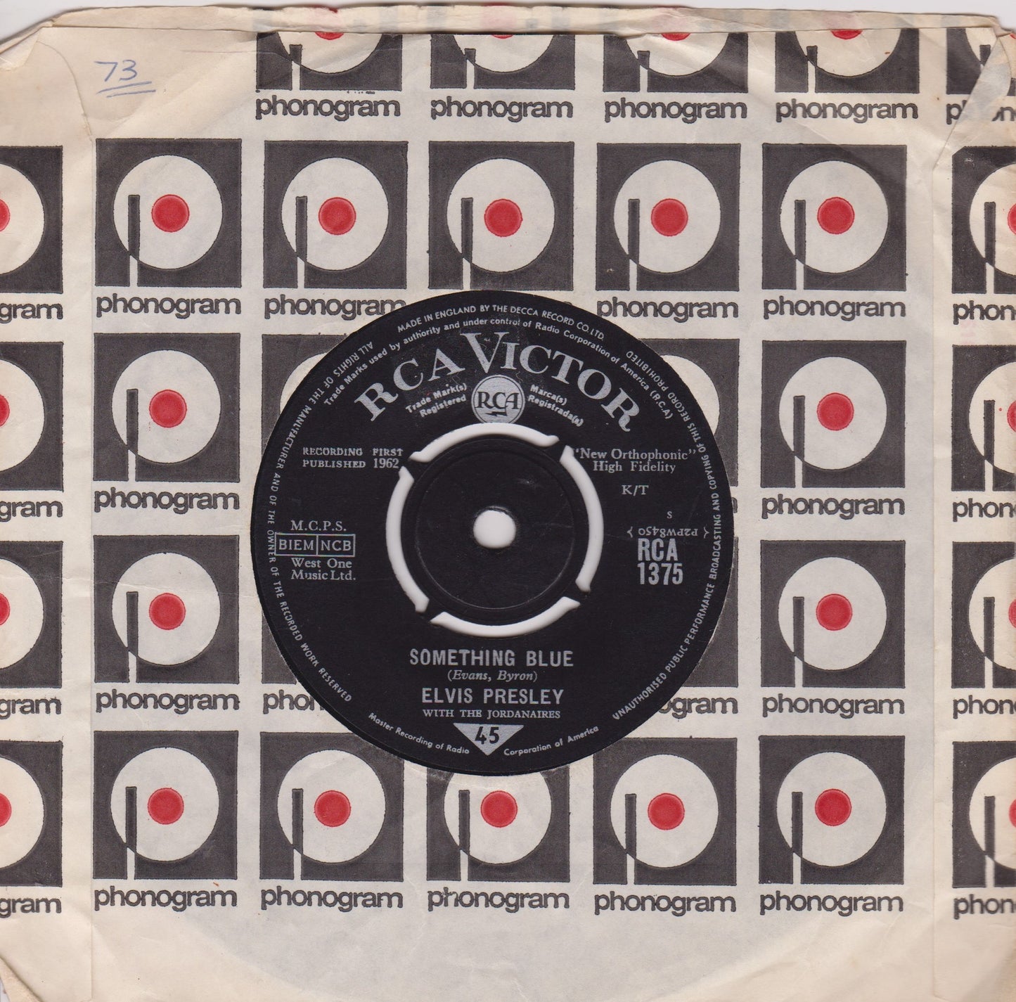 Elvis Presley With The Jordanaires – Kiss Me Quick (RCA 1963) 7" vinyl single G+/-