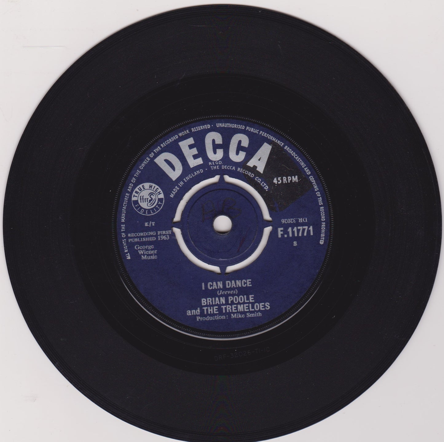 Brian Poole & The Tremeloes – I Can Dance (Decca 1963) 7" vinyl single VG/-