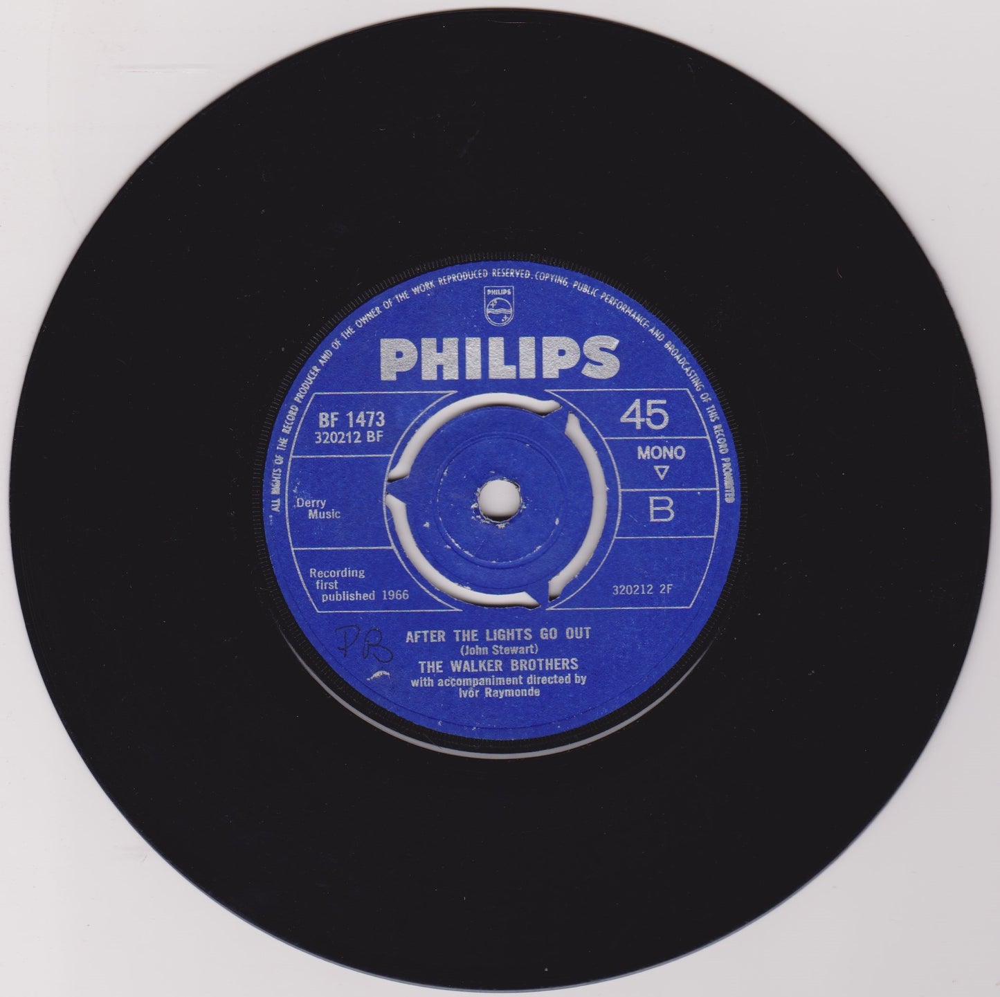 The Walker Brothers – The Sun Ain't Gonna Shine Any More (Philips 1966) 7" vinyl single VG/-