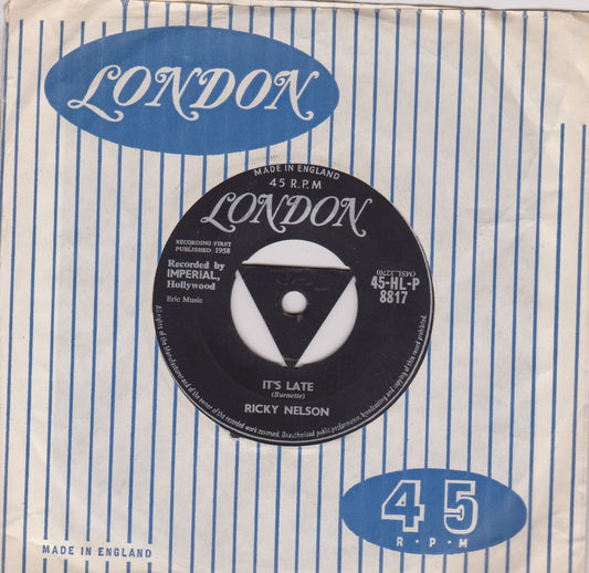 Ricky Nelson – It's Late (London 1959) 7" vinyl single VG/-