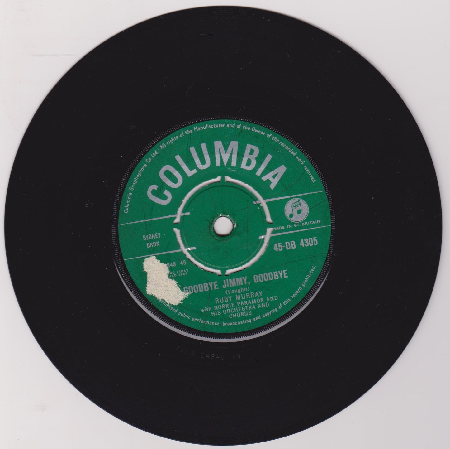 Ruby Murray – Goodbye Jimmy, Goodbye (Columbia 1959) 7" vinyl single VG/-