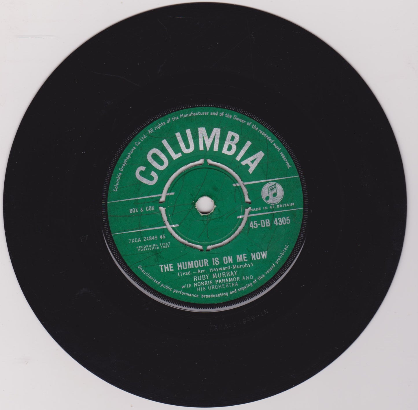 Ruby Murray – Goodbye Jimmy, Goodbye (Columbia 1959) 7" vinyl single VG/-