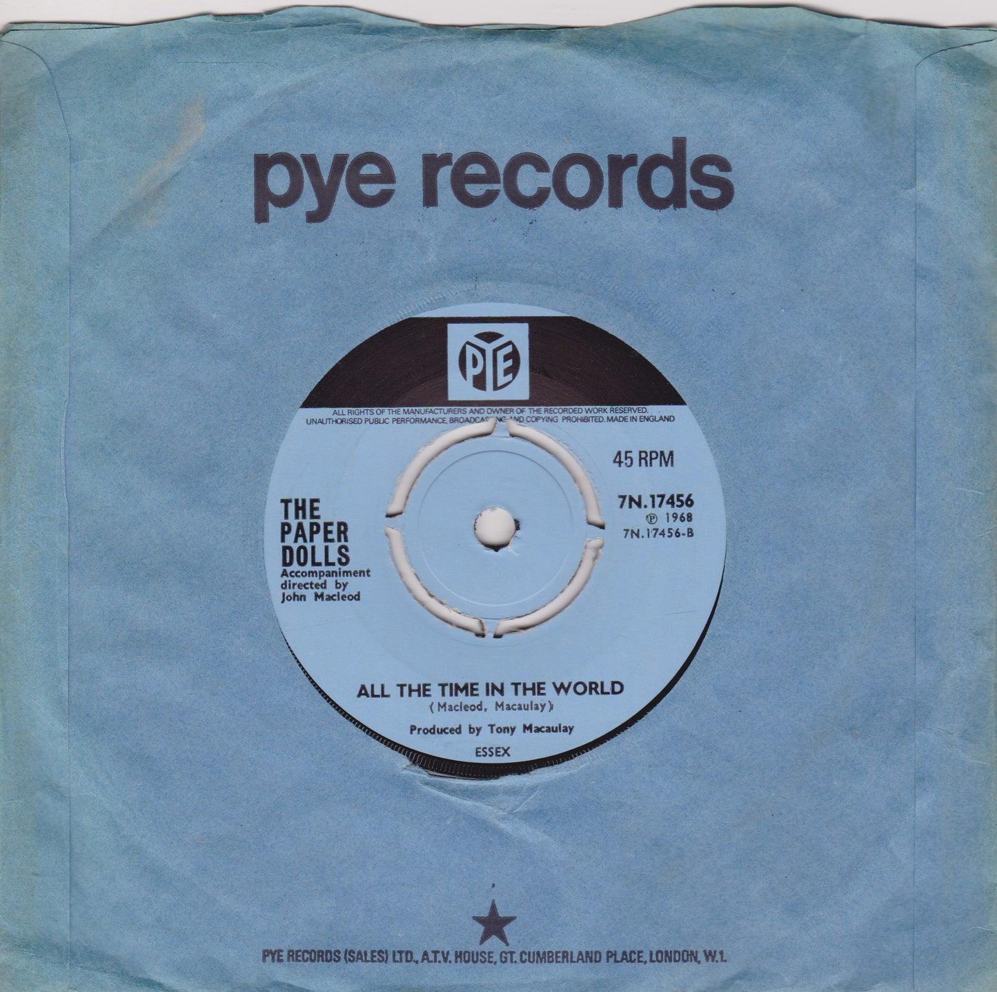 The Paper Dolls – Something Here In My Heart (Keeps A Tellin' Me No) 7" vinyl single VG/VG