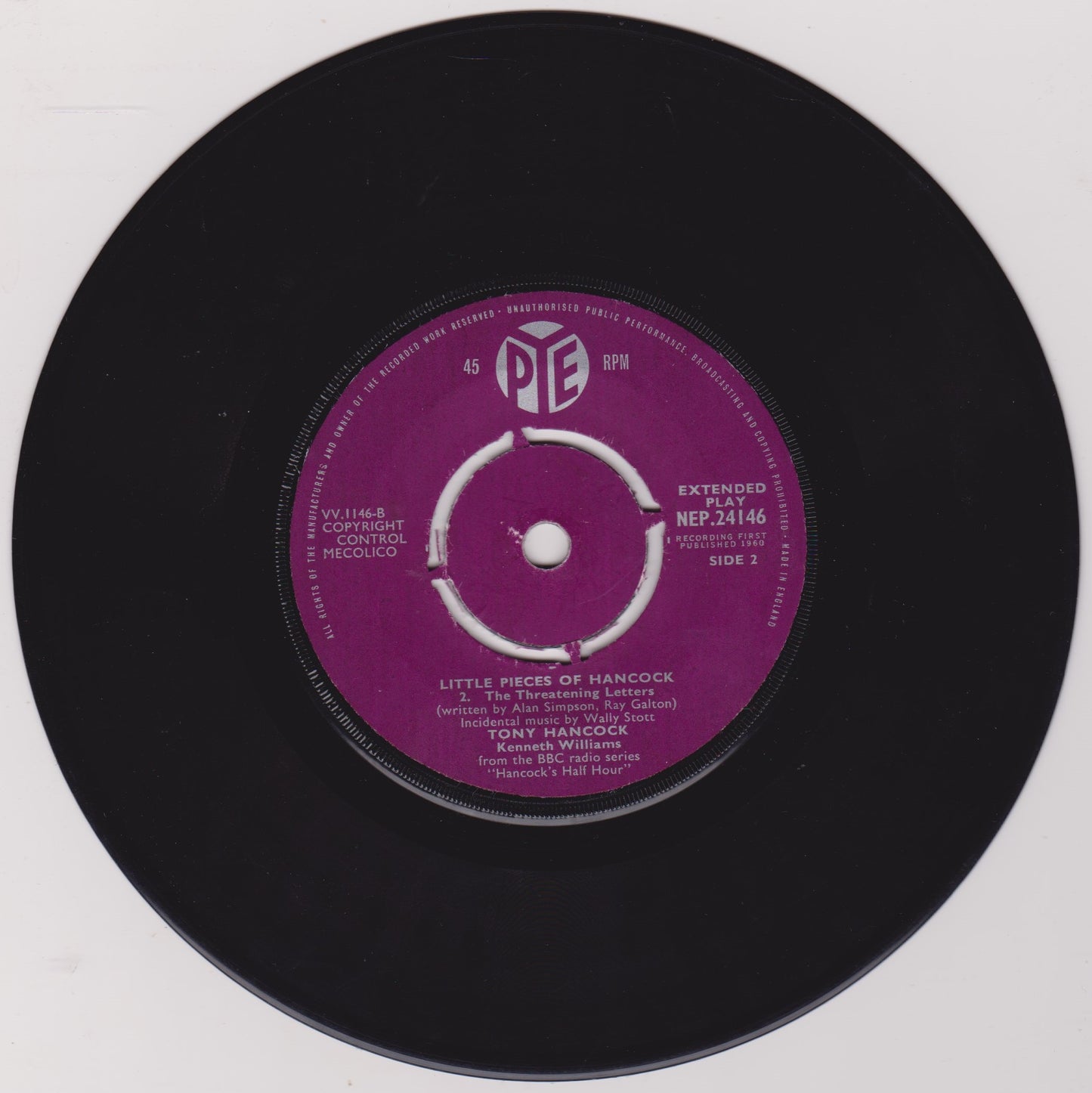 Tony Hancock ‎– Little Pieces Of Hancock (Pye 1960) 7" vinyl P/S EP VG/G+