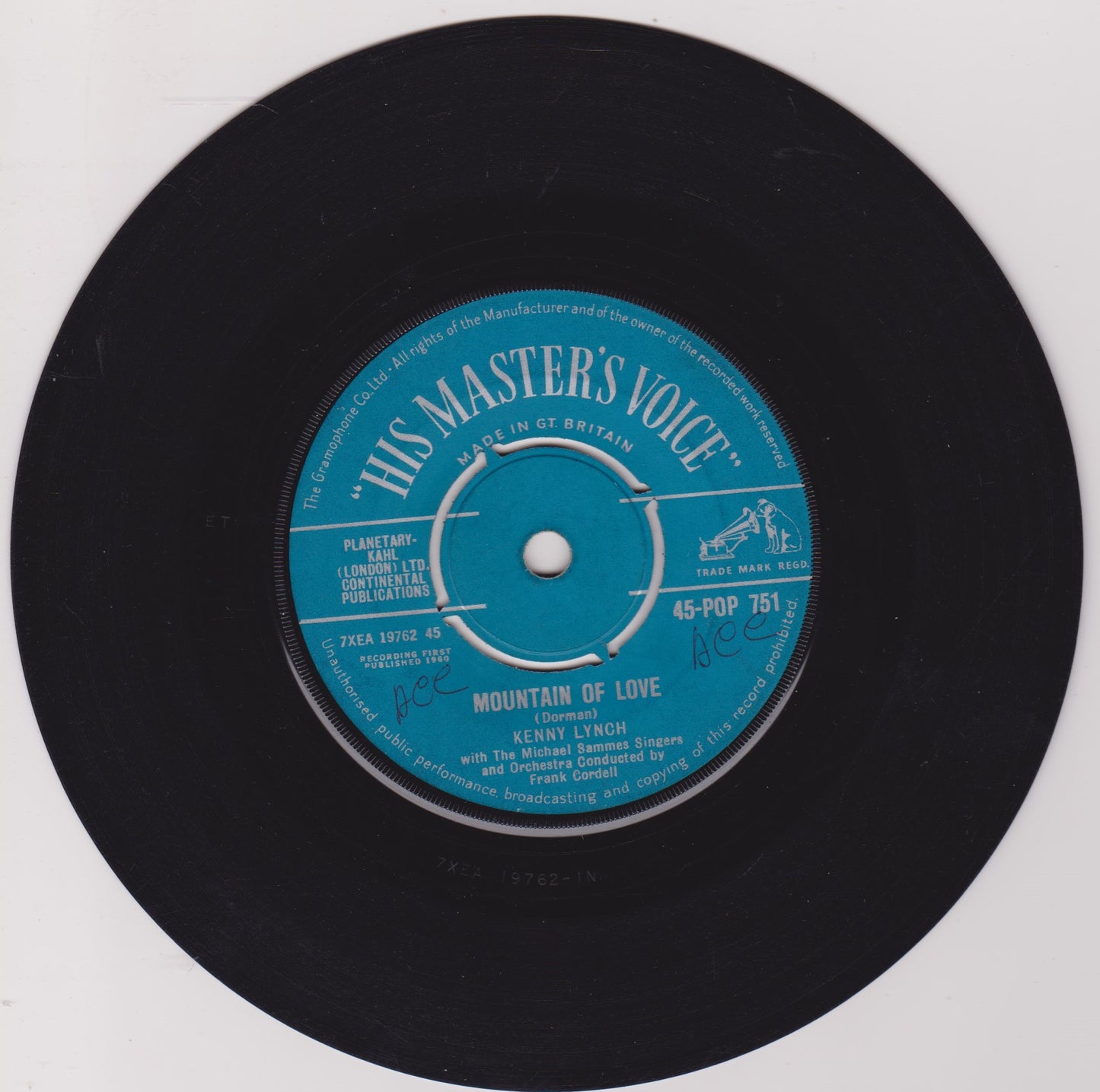 Kenny Lynch – Mountain Of Love (HMV 1960) 7" vinyl single VG/-