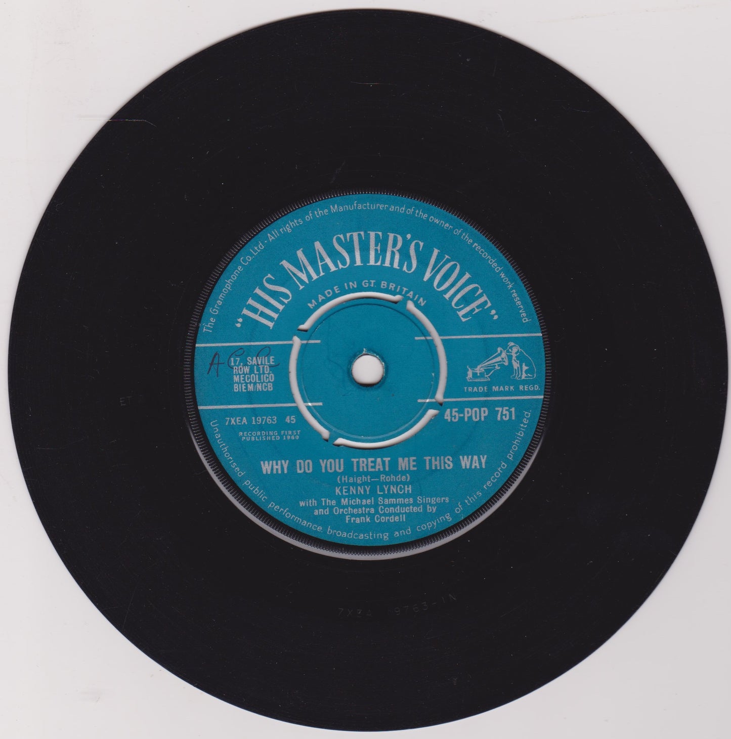 Kenny Lynch – Mountain Of Love (HMV 1960) 7" vinyl single VG/-