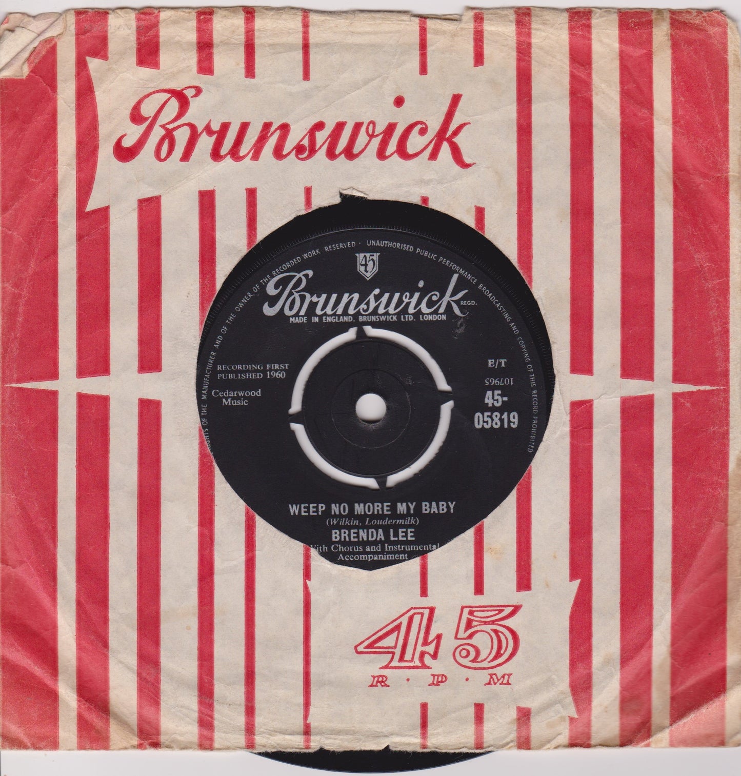 Brenda Lee ‎– Sweet Nuthin's (Brunswick 1960) 7" vinyl single VG/G+