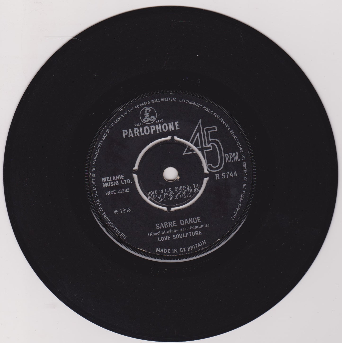Love Sculpture – Sabre Dance (Parlophone 1968) 7" vinyl single VG/-
