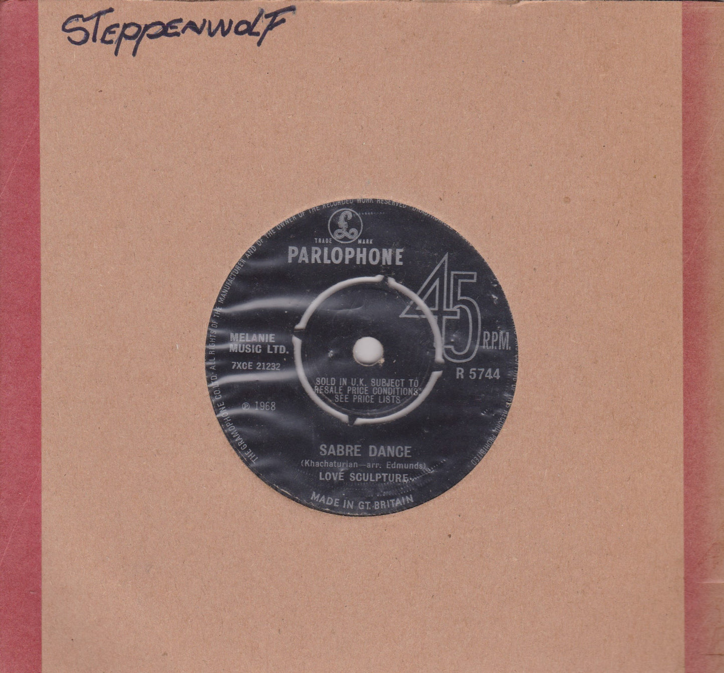 Love Sculpture – Sabre Dance (Parlophone 1968) 7" vinyl single VG/-
