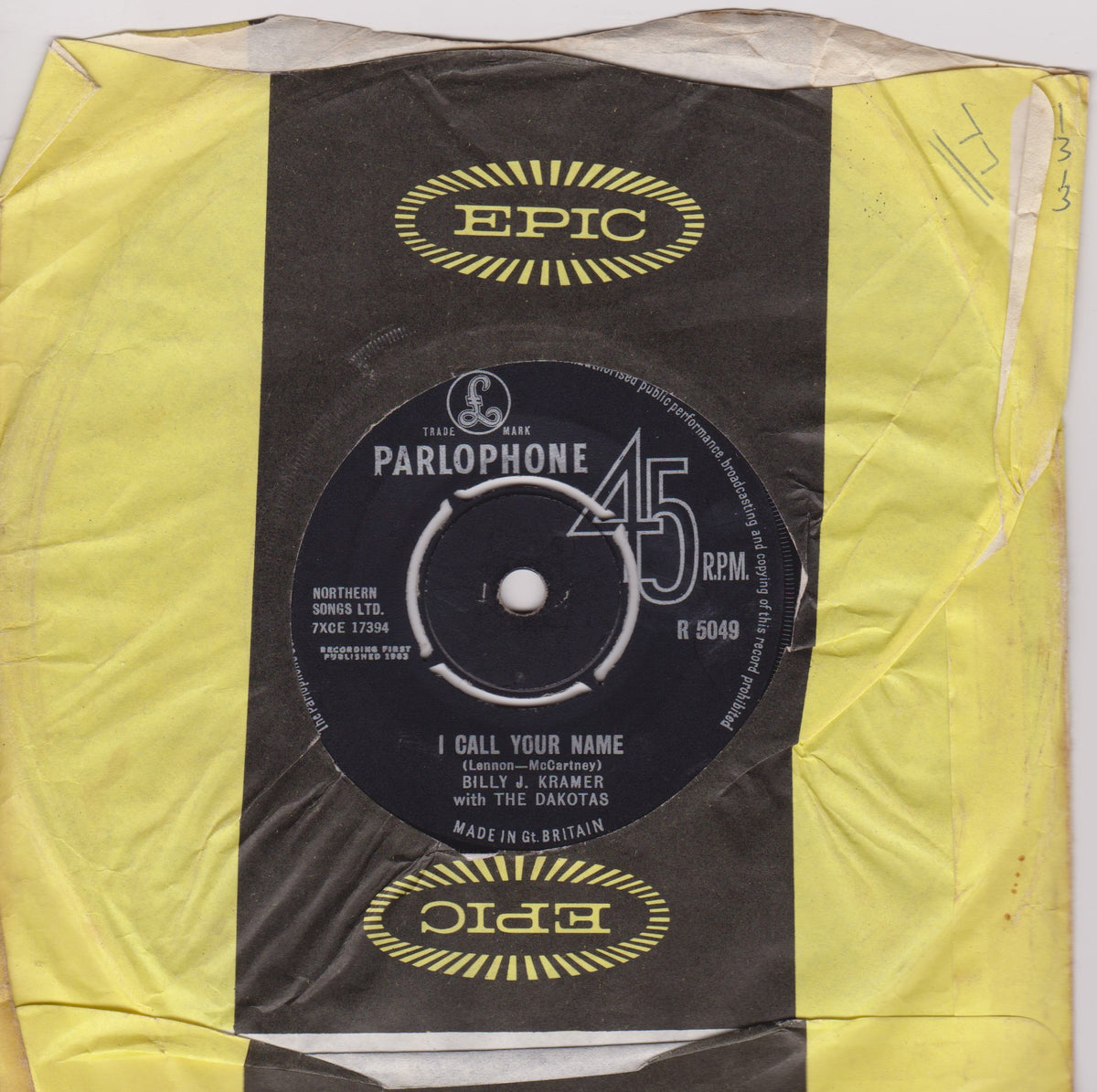 Billy J. Kramer With The Dakotas – Bad To Me (Parlophone 1963) 7" vinyl single G+/-