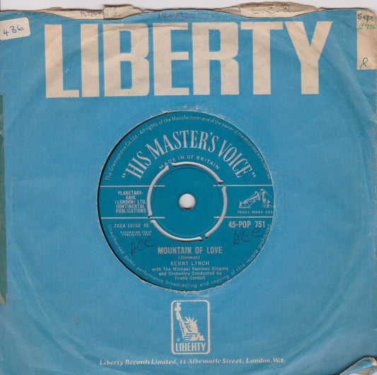 Kenny Lynch – Mountain Of Love (HMV 1960) 7" vinyl single VG/-