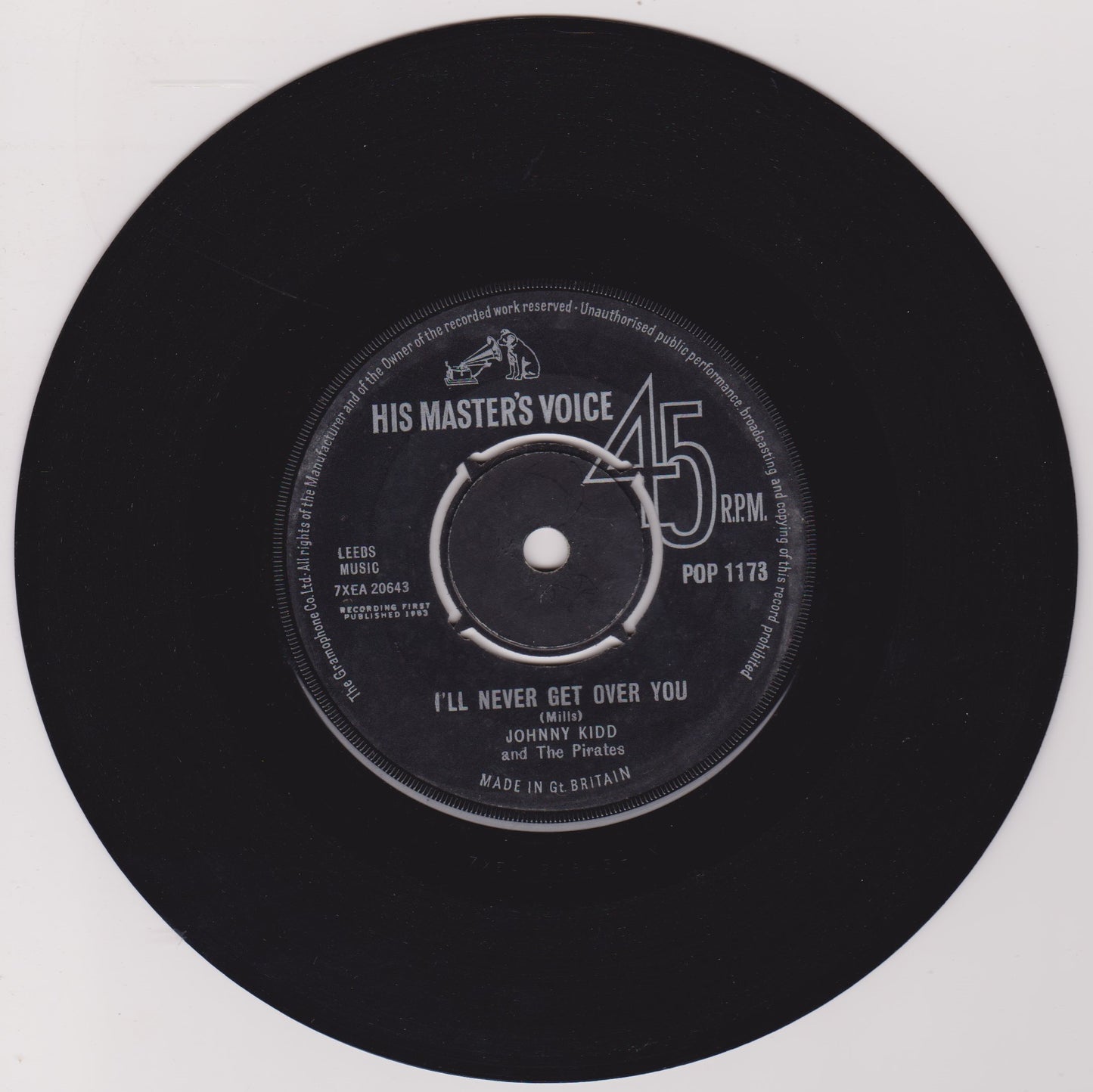 Johnny Kidd And The Pirates – I'll Never Get Over You (HMV 1963) 7" vinyl single VG/-