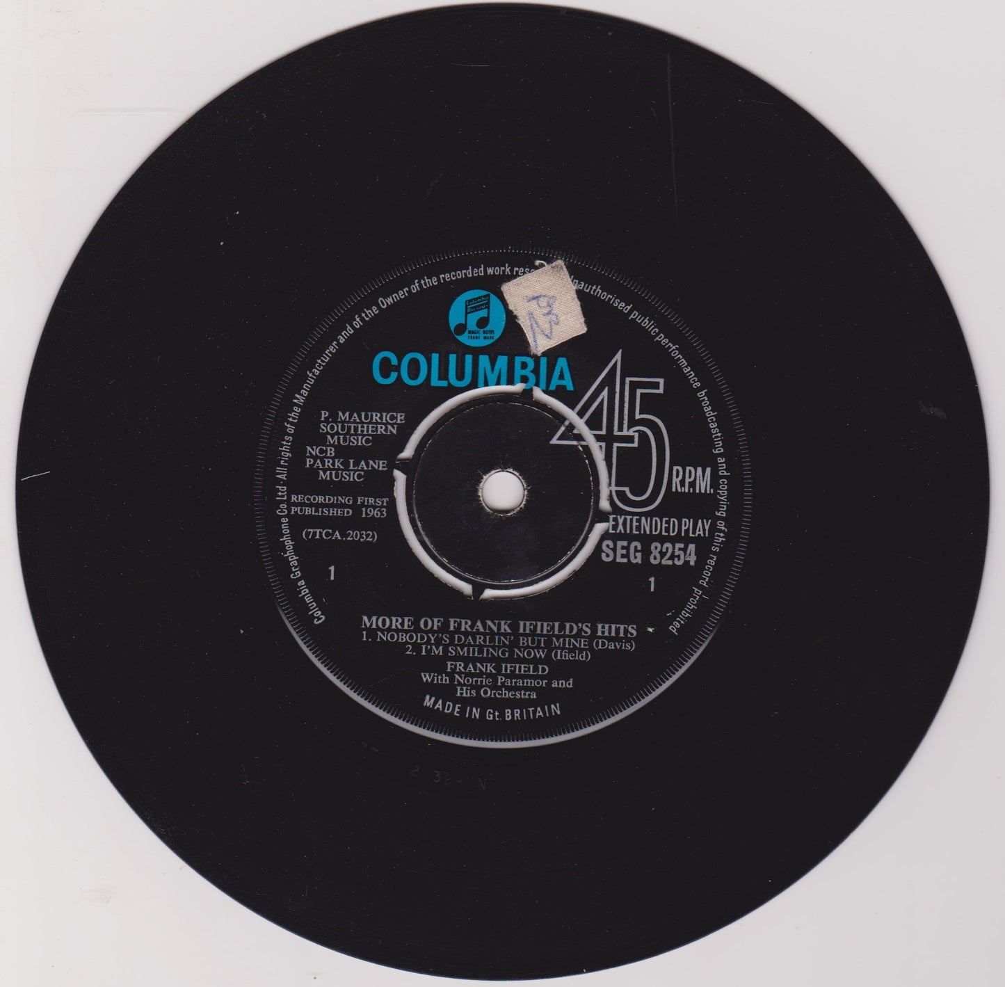 Frank Ifield - More Of Frank Ifield's Hits (Columbia 1963) 7" vinyl EP G+/-