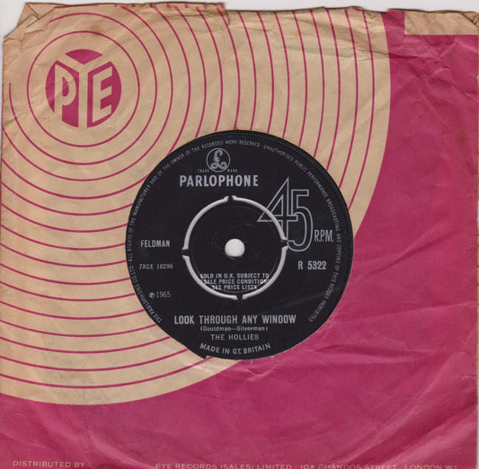 The Hollies – Look Through Any Window (Parlophone 1965) 7" vinyl single VG/-