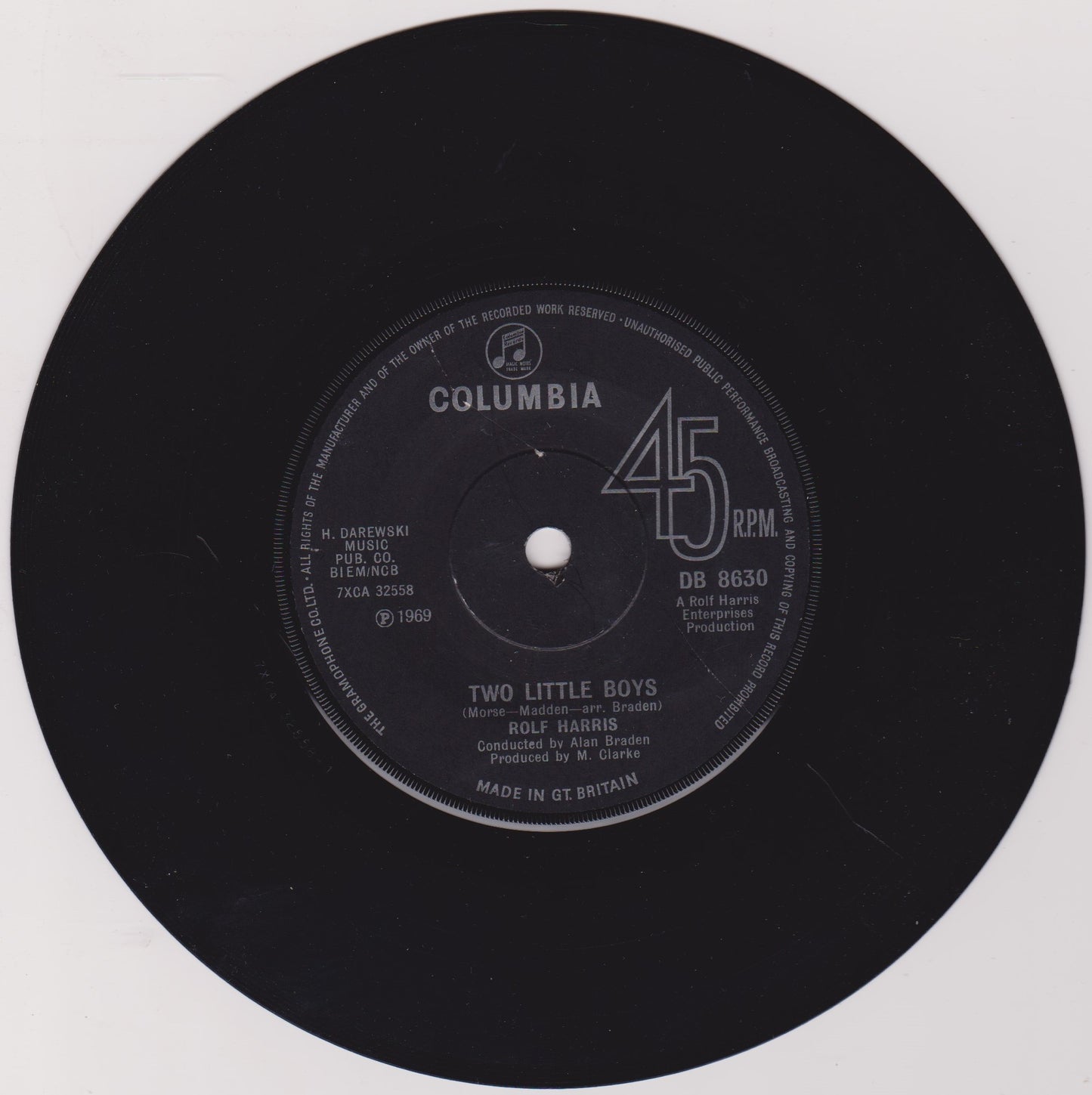 Rolf Harris - Two Little Boys (Columbia, 1969) 7" vinyl single G+/-