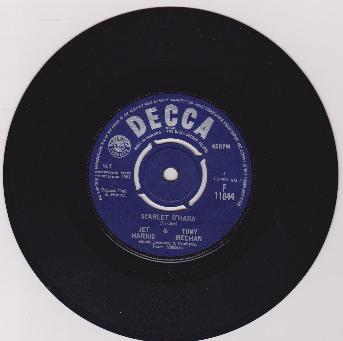 Jet Harris & Tony Meehan – Scarlet O'Hara (Decca 1963) 7" vinyl single VG/-