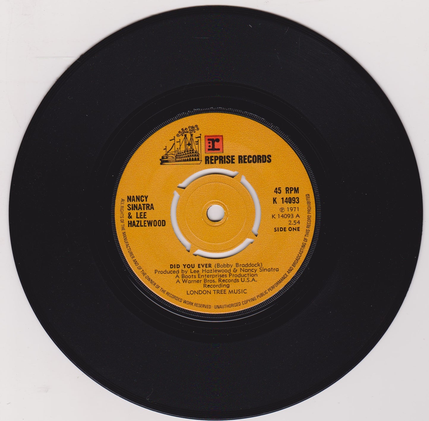 Nancy Sinatra & Lee Hazlewood ‎– Did You Ever (Reprise 1971) 7" vinyl single VG/-