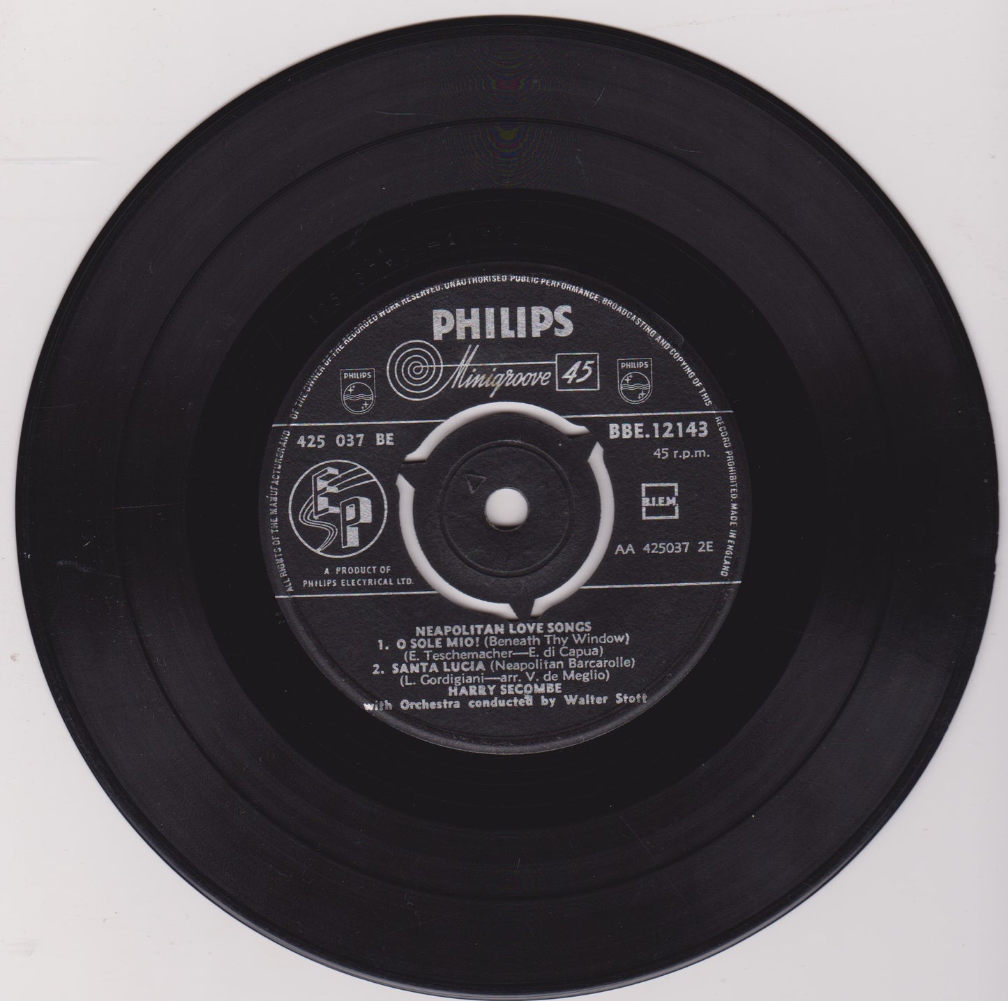 Harry Secombe ‎– Neapolitan Love Songs (Philips 1957) 7" vinyl EP G+/-