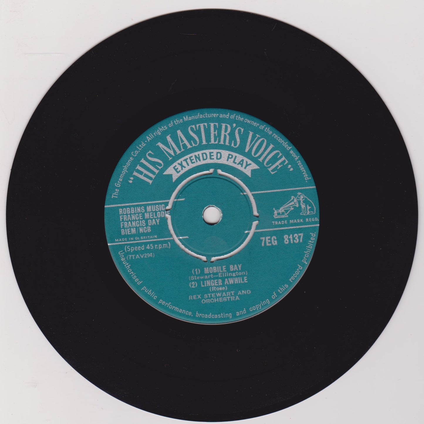 Rex Stewart And His Orchestra ‎– Rex Stewart's Orchestra (Chicago, 2nd November 1940) 7" vinyl P/S EP VG/VG