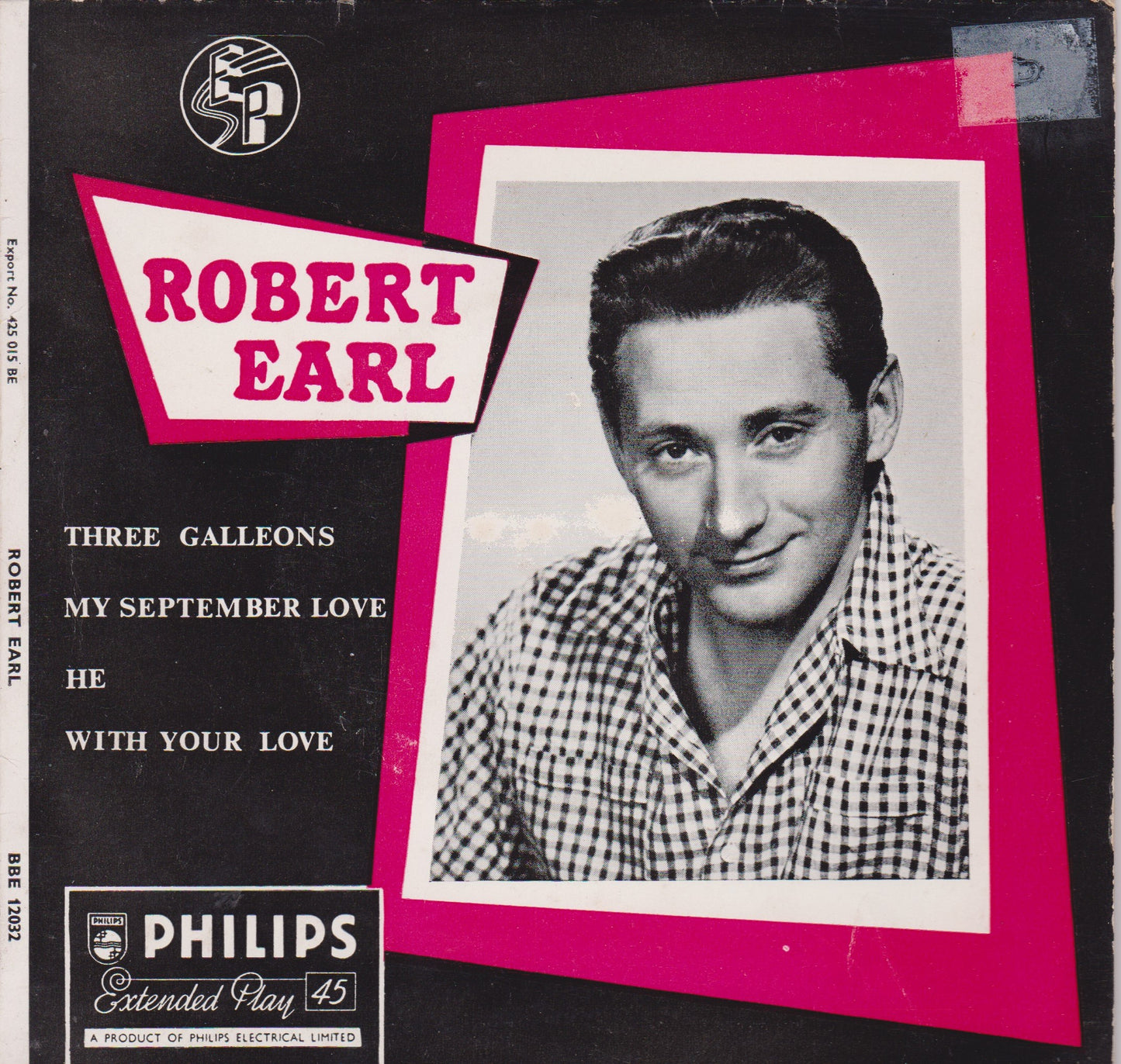 Robert Earl – Three Galleons (Philips 1956) 7" vinyl P/S EP VG/VG jukebox centre